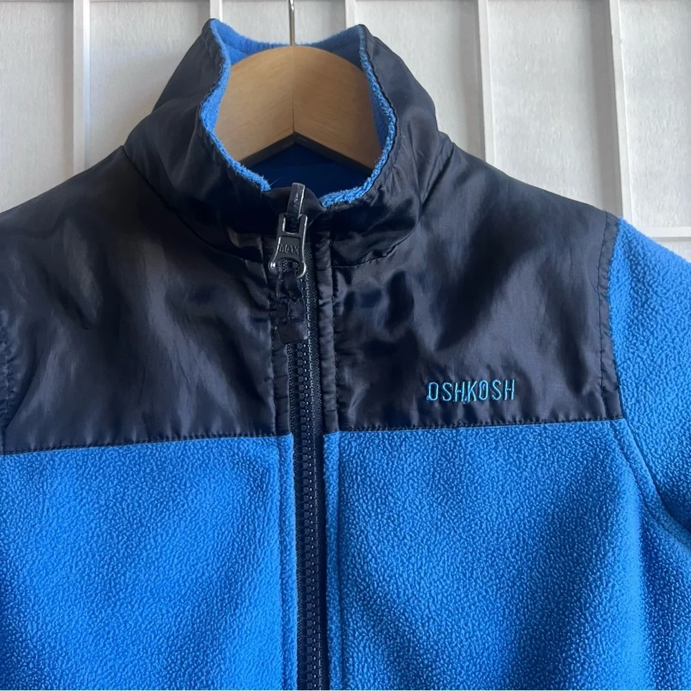 OshKosh B'gosh Toddler Blue Reversible Fleece Windbreaker Lightweight Jacket 4T